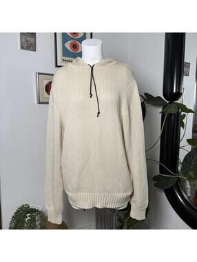 Theory Off White Wool Blend Hoodie Knit Sweater NWT